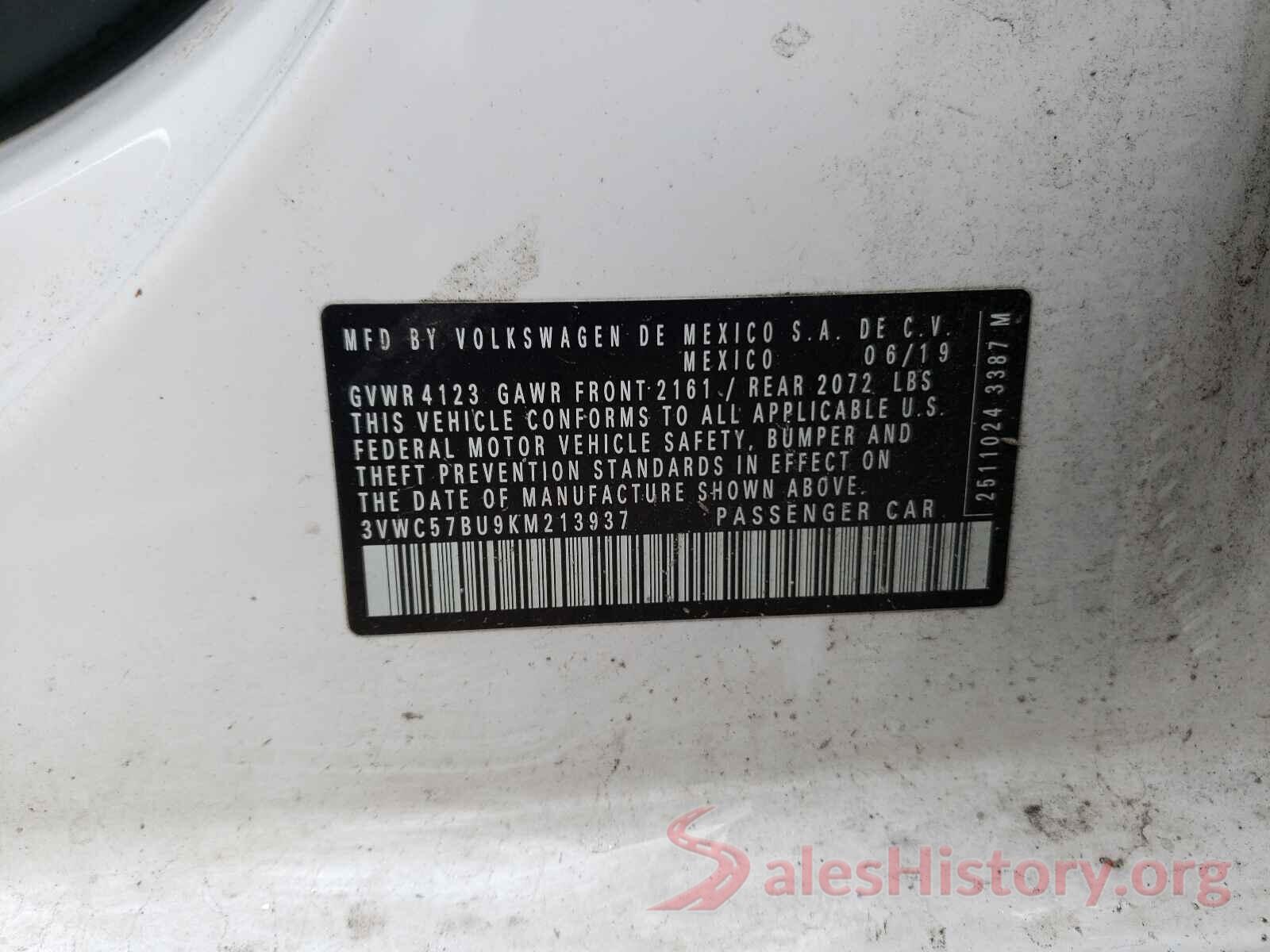 3VWC57BU9KM213937 2019 VOLKSWAGEN JETTA