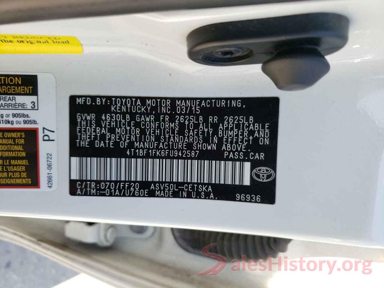 4T1BF1FK6FU942587 2015 TOYOTA CAMRY