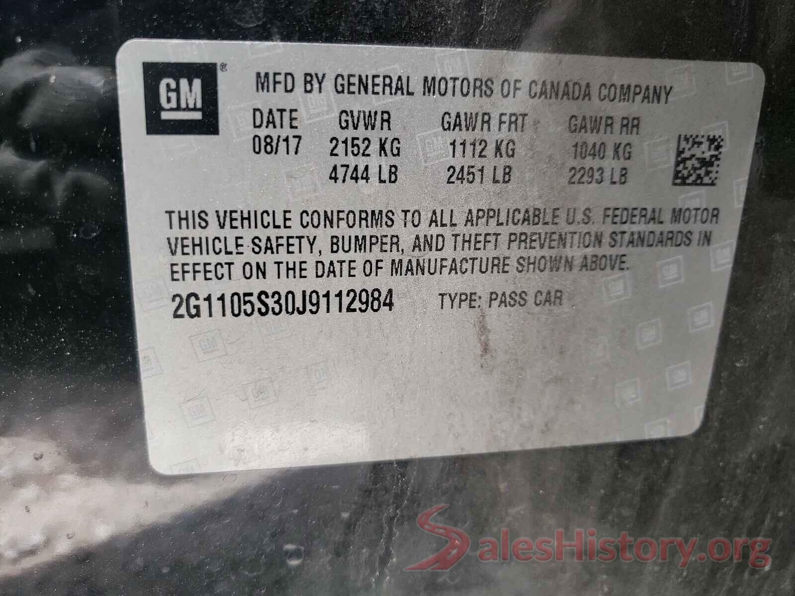 2G1105S30J9112984 2018 CHEVROLET IMPALA