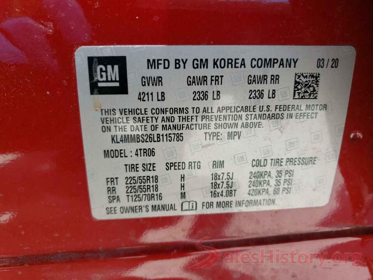 KL4MMBS26LB115785 2020 BUICK ENCORE