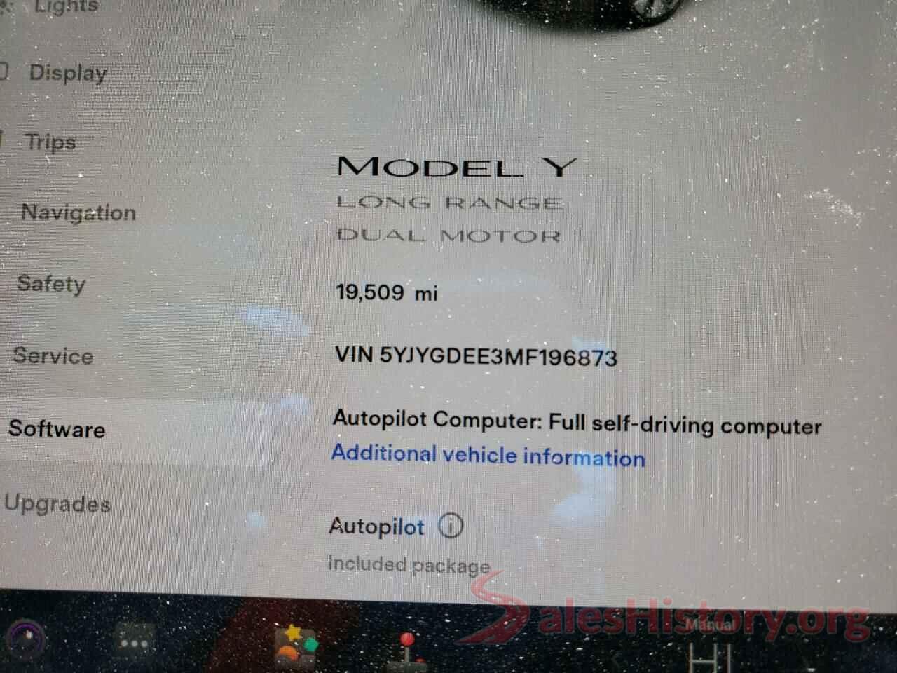 5YJYGDEE3MF196873 2021 TESLA MODEL Y