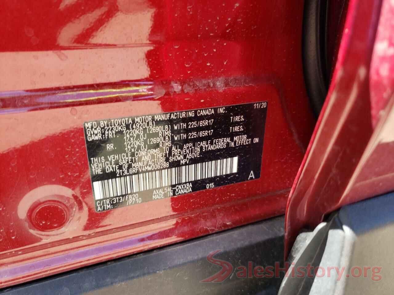 2T3L6RFV4MW006288 2021 TOYOTA RAV4