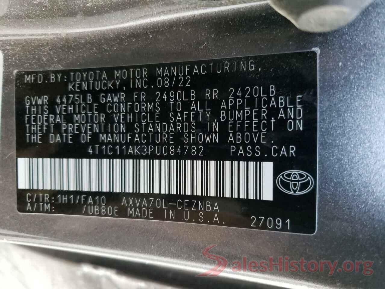 4T1C11AK3PU084782 2023 TOYOTA CAMRY