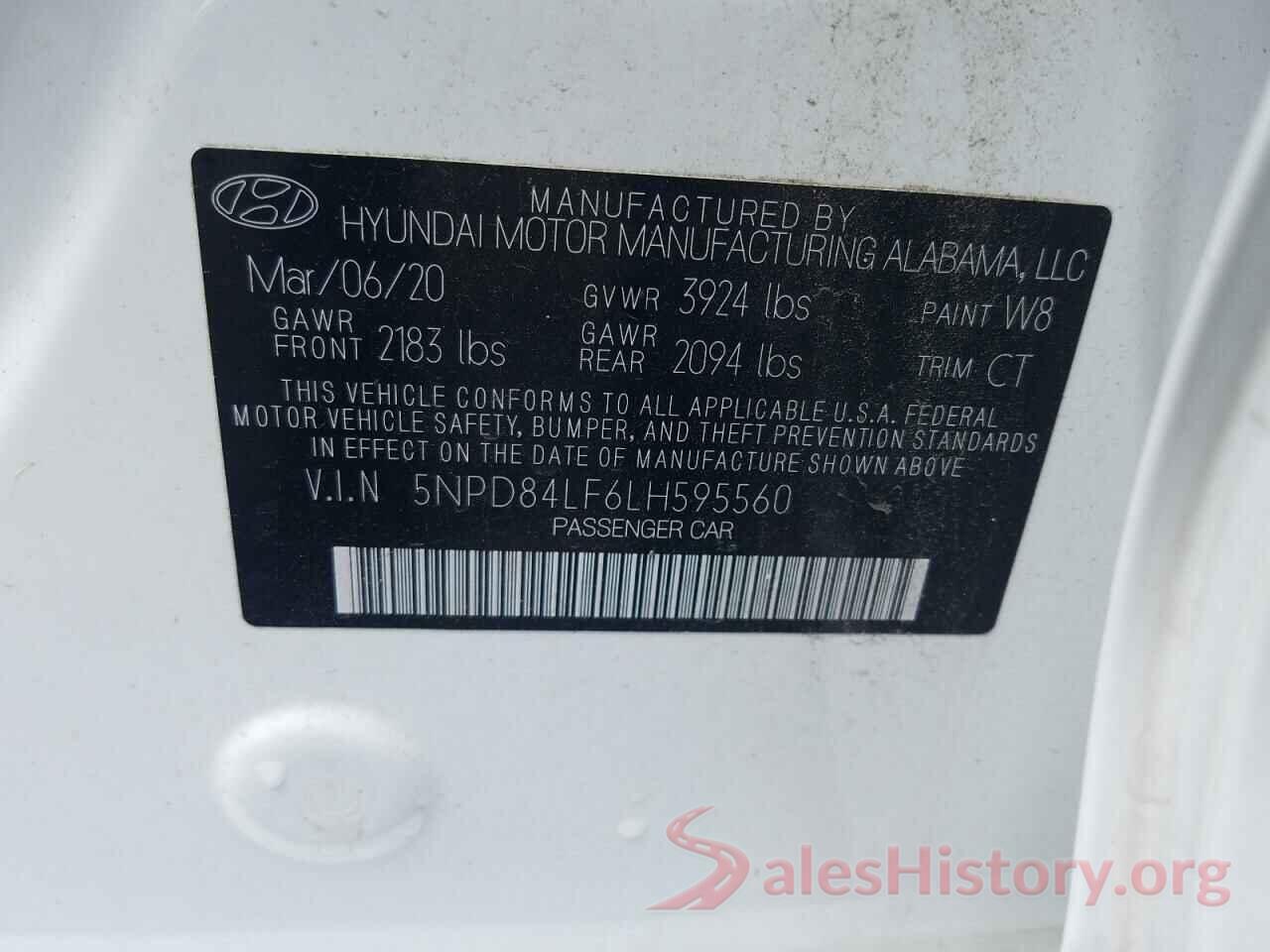 5NPD84LF6LH595560 2020 HYUNDAI ELANTRA