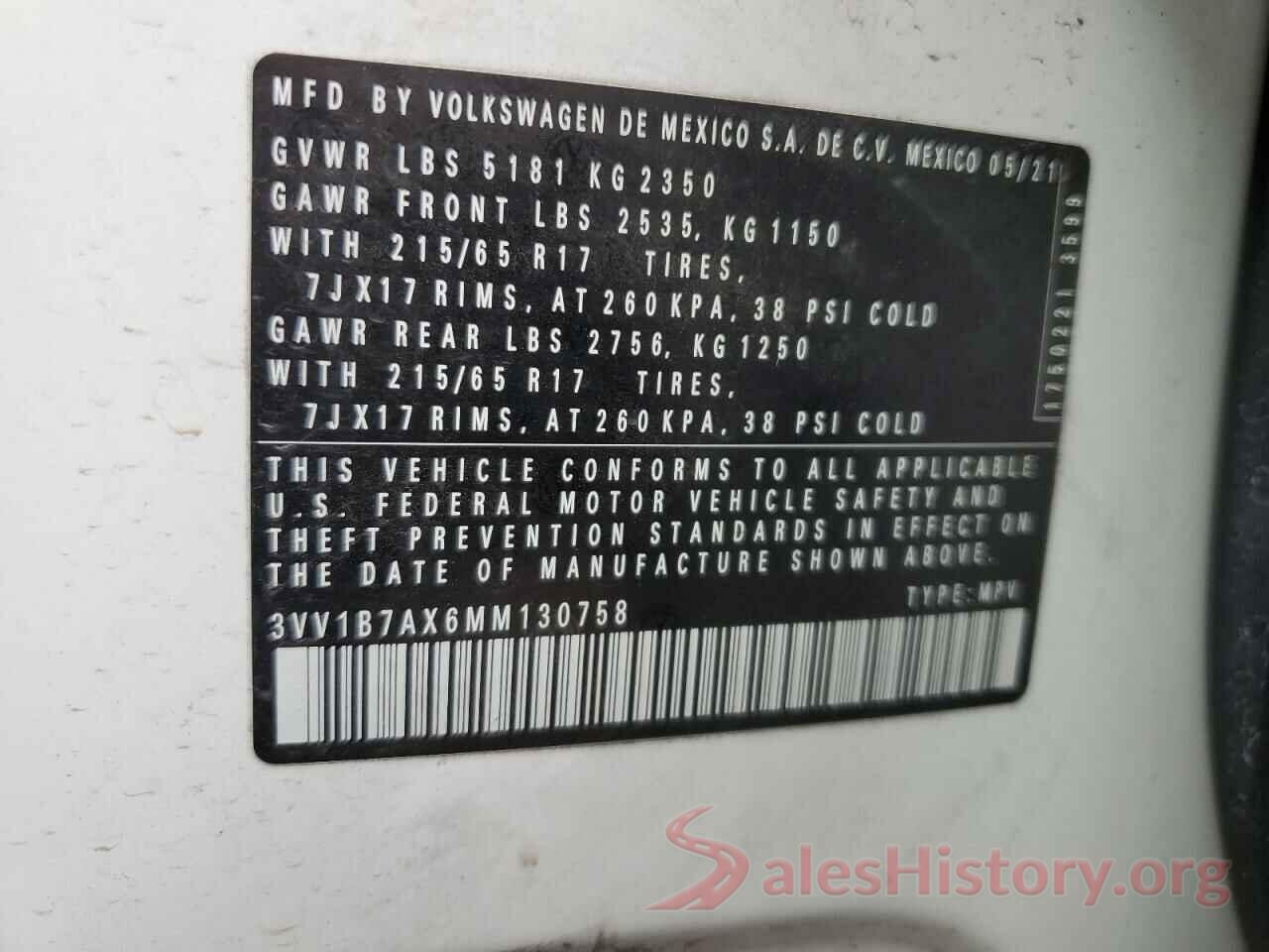 3VV1B7AX6MM130758 2021 VOLKSWAGEN TIGUAN