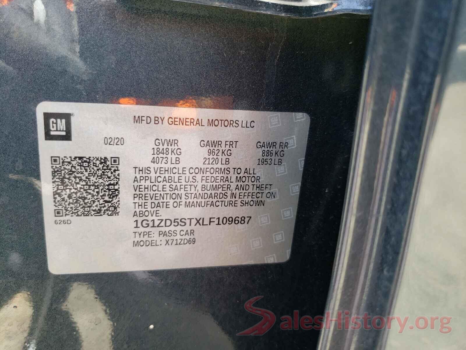 1G1ZD5STXLF109687 2020 CHEVROLET MALIBU