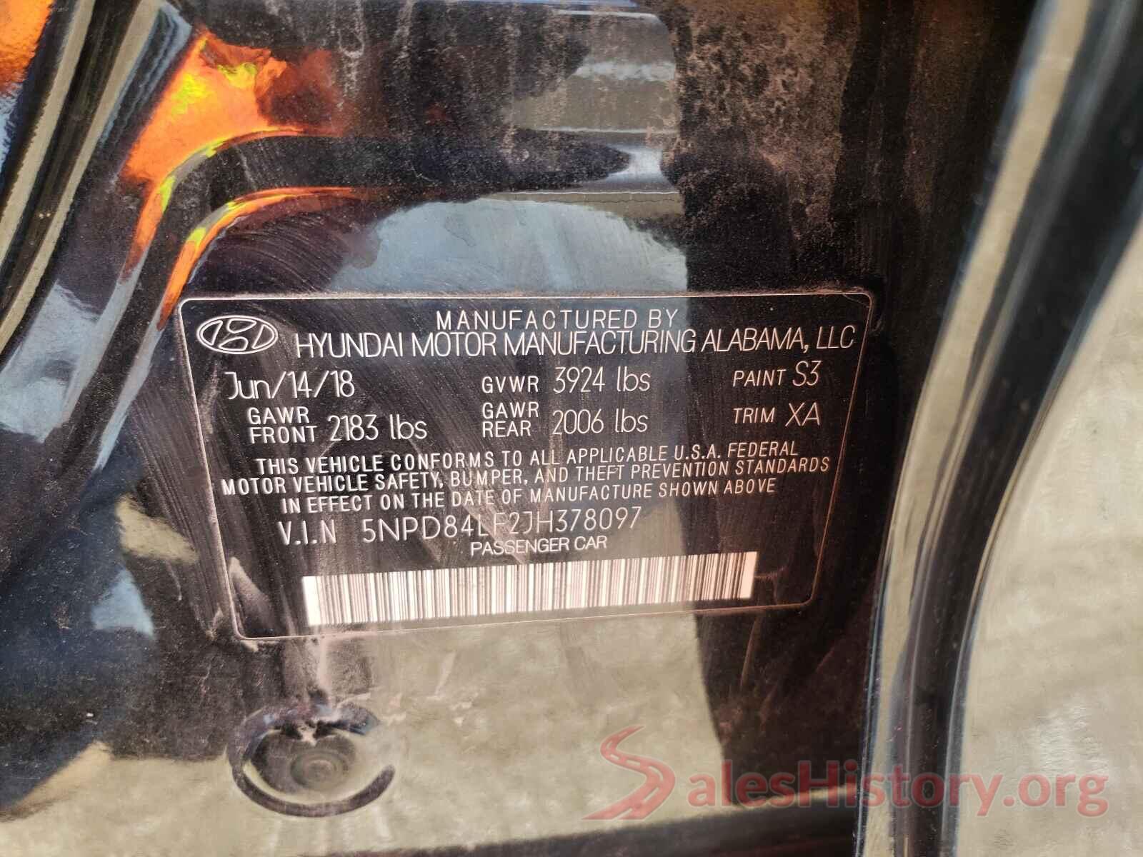 5NPD84LF2JH378097 2018 HYUNDAI ELANTRA