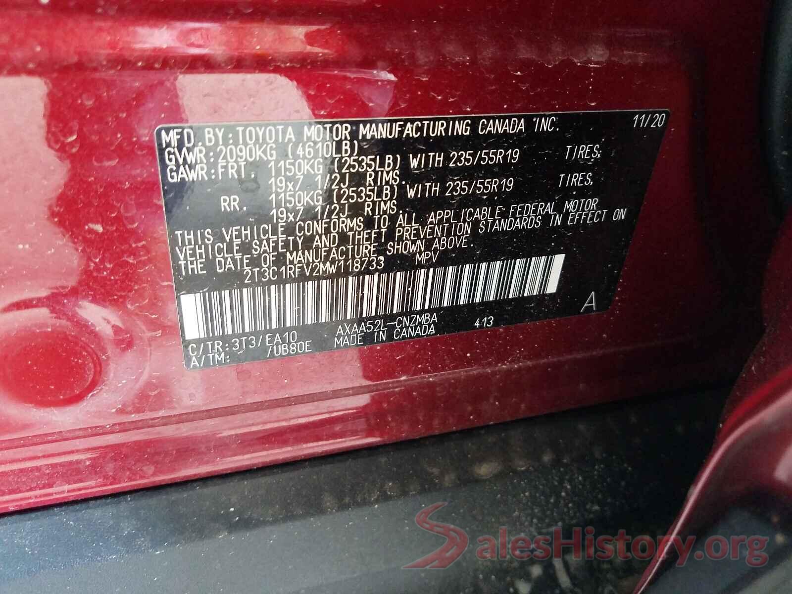 2T3C1RFV2MW118733 2021 TOYOTA RAV4