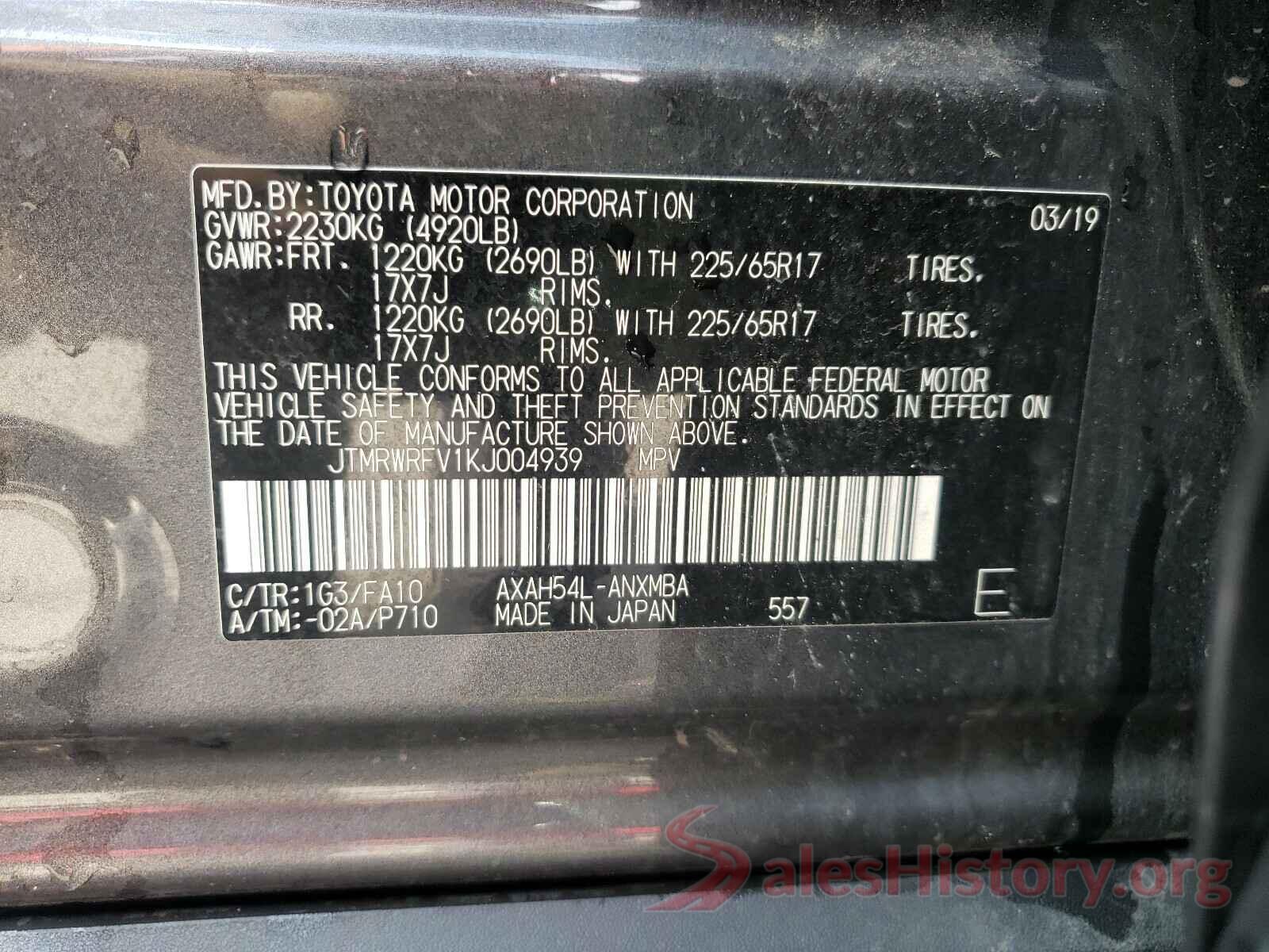 JTMRWRFV1KJ004939 2019 TOYOTA RAV4