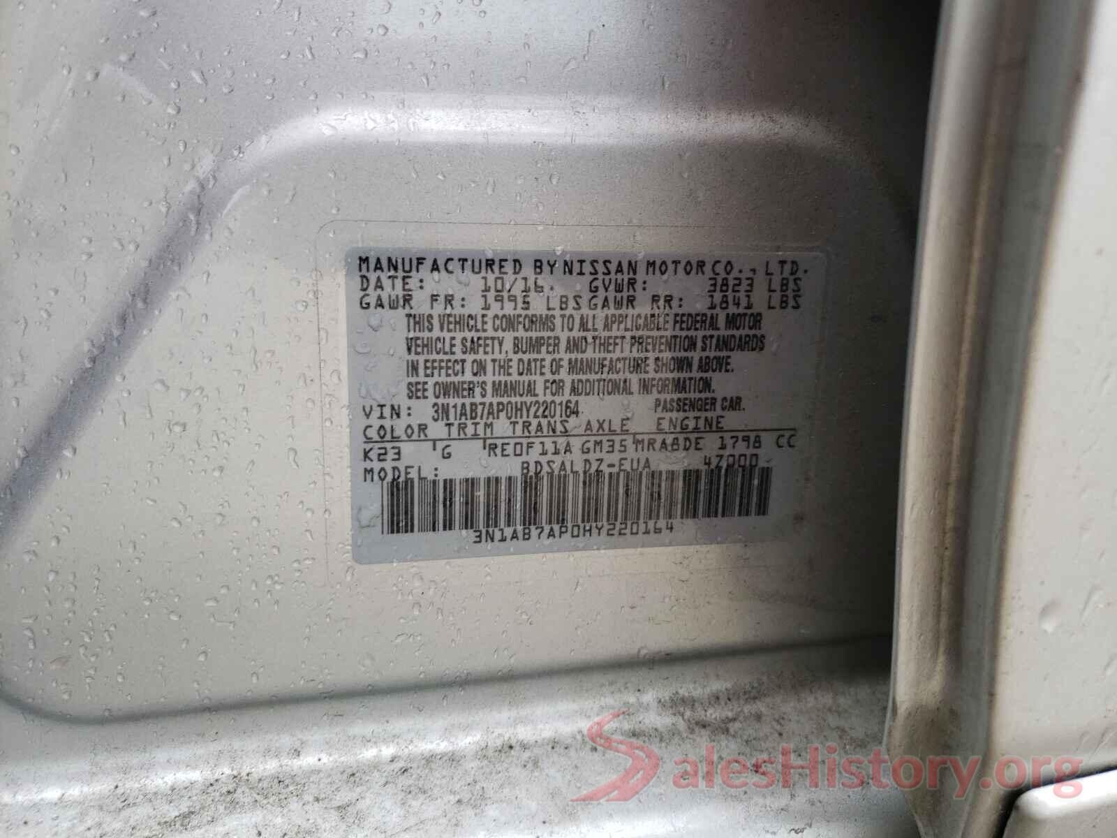 3N1AB7AP0HY220164 2017 NISSAN SENTRA