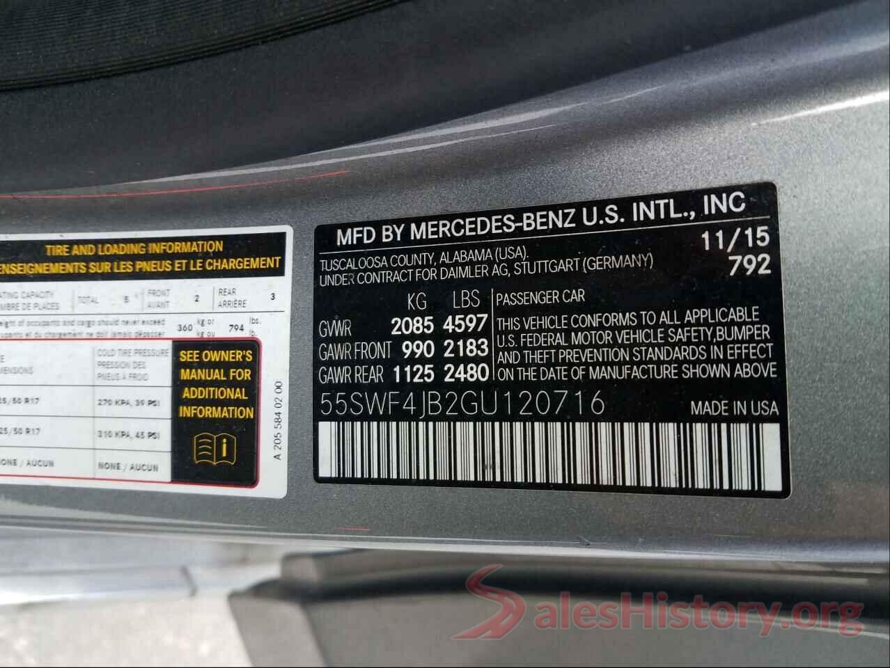 55SWF4JB2GU120716 2016 MERCEDES-BENZ C CLASS