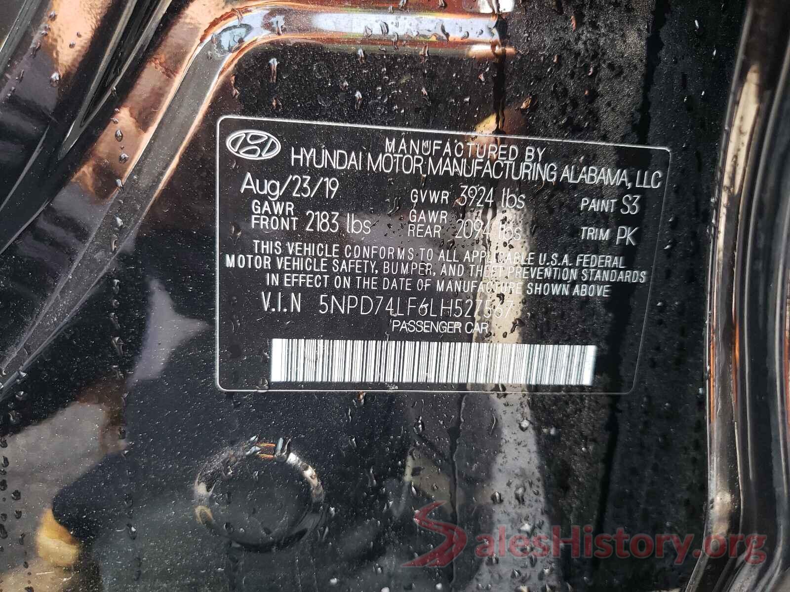 5NPD74LF6LH527567 2020 HYUNDAI ELANTRA