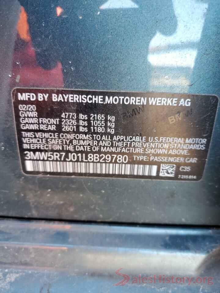 3MW5R7J01L8B29780 2020 BMW 3 SERIES