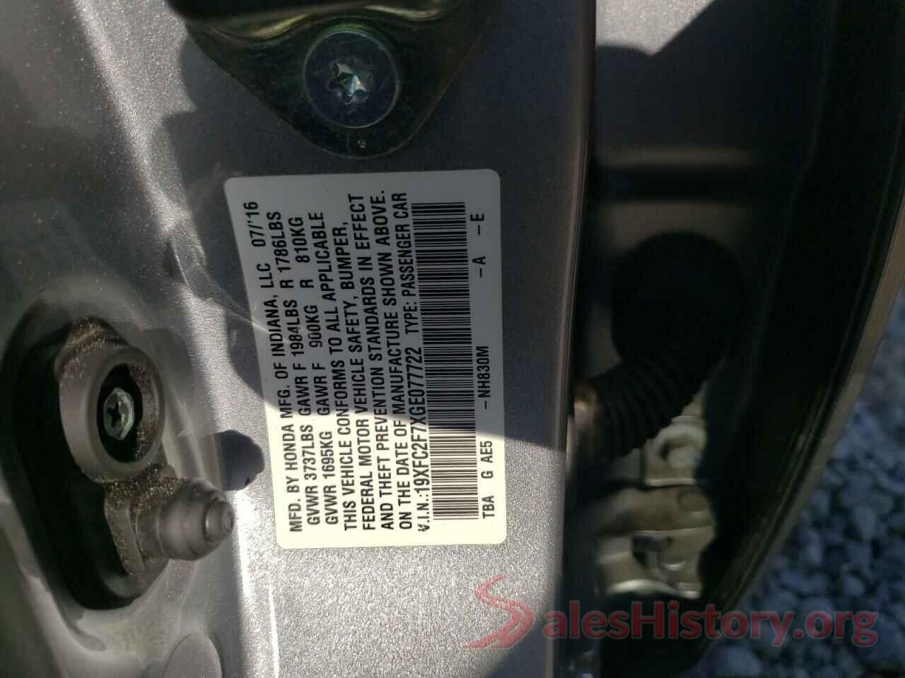 19XFC2F7XGE077722 2016 HONDA CIVIC