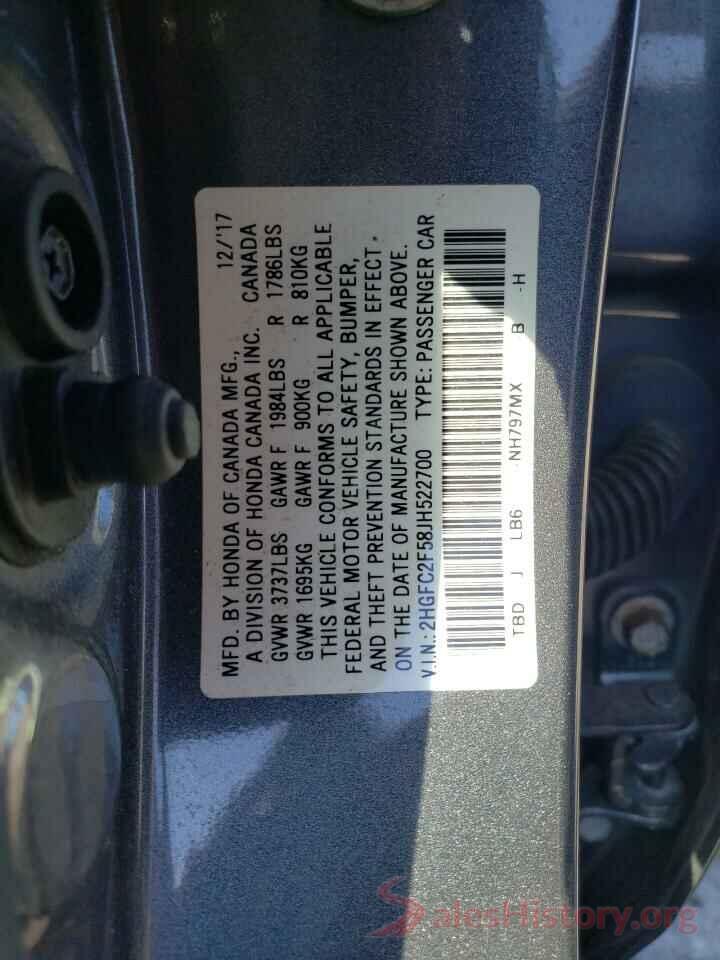 2HGFC2F58JH522700 2018 HONDA CIVIC