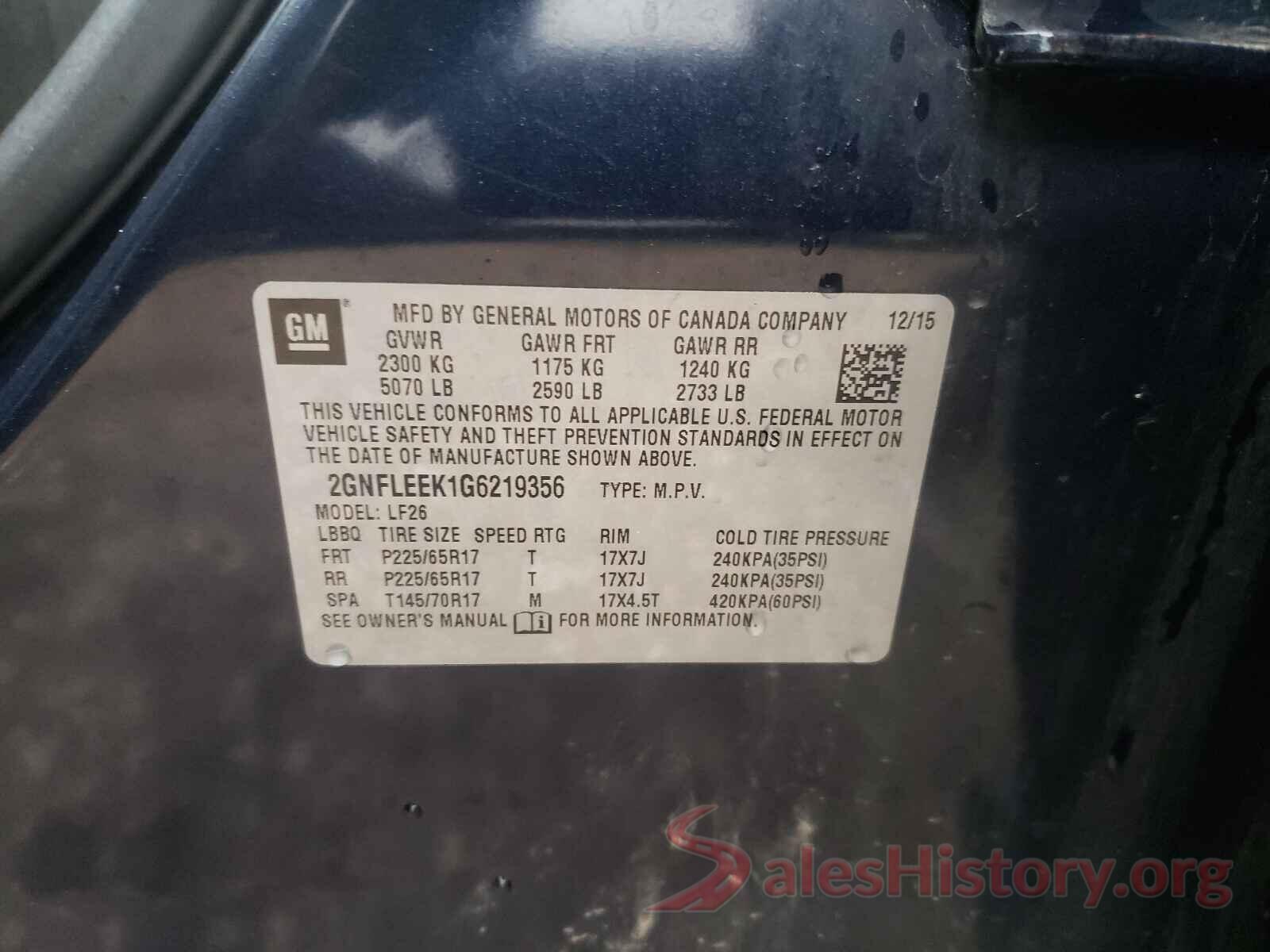 2GNFLEEK1G6219356 2016 CHEVROLET EQUINOX