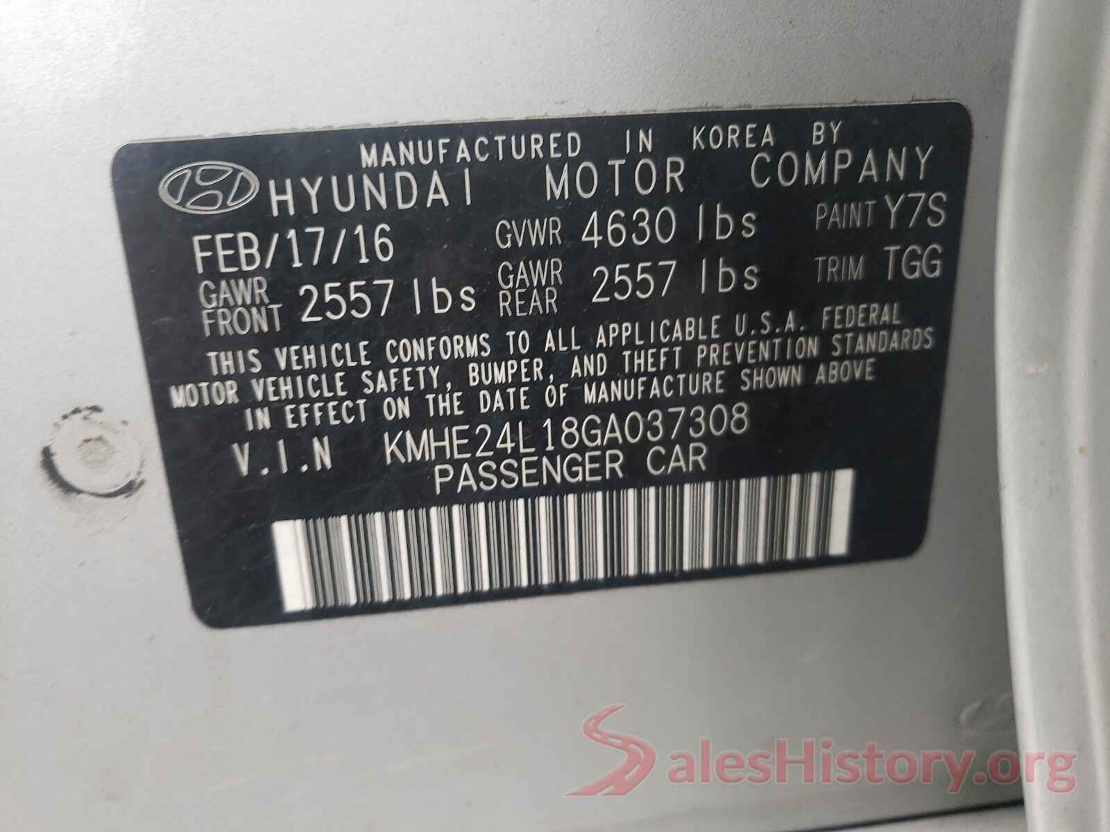 KMHE24L18GA037308 2016 HYUNDAI SONATA