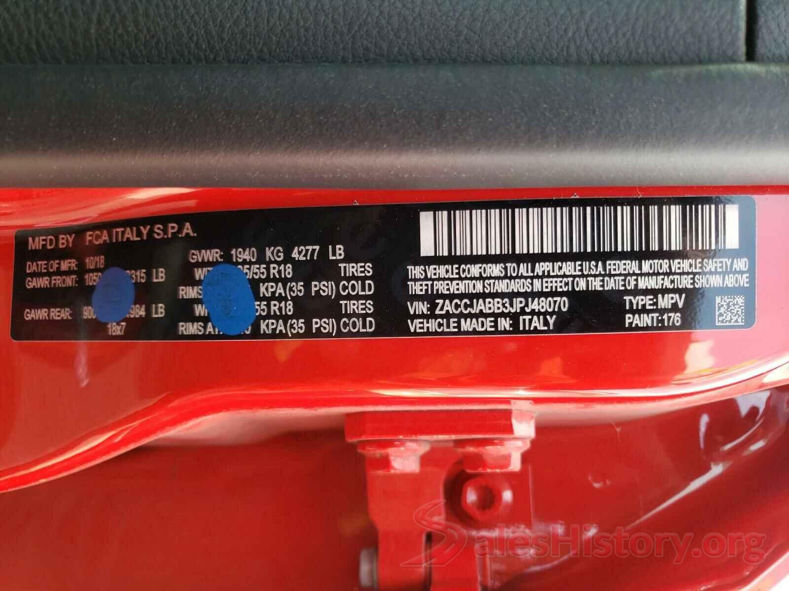 ZACCJABB3JPJ48070 2018 JEEP RENEGADE