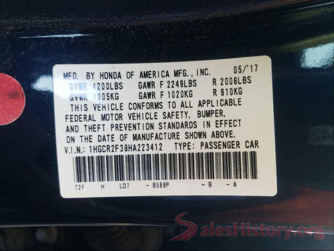 1HGCR2F38HA223412 2017 HONDA ACCORD