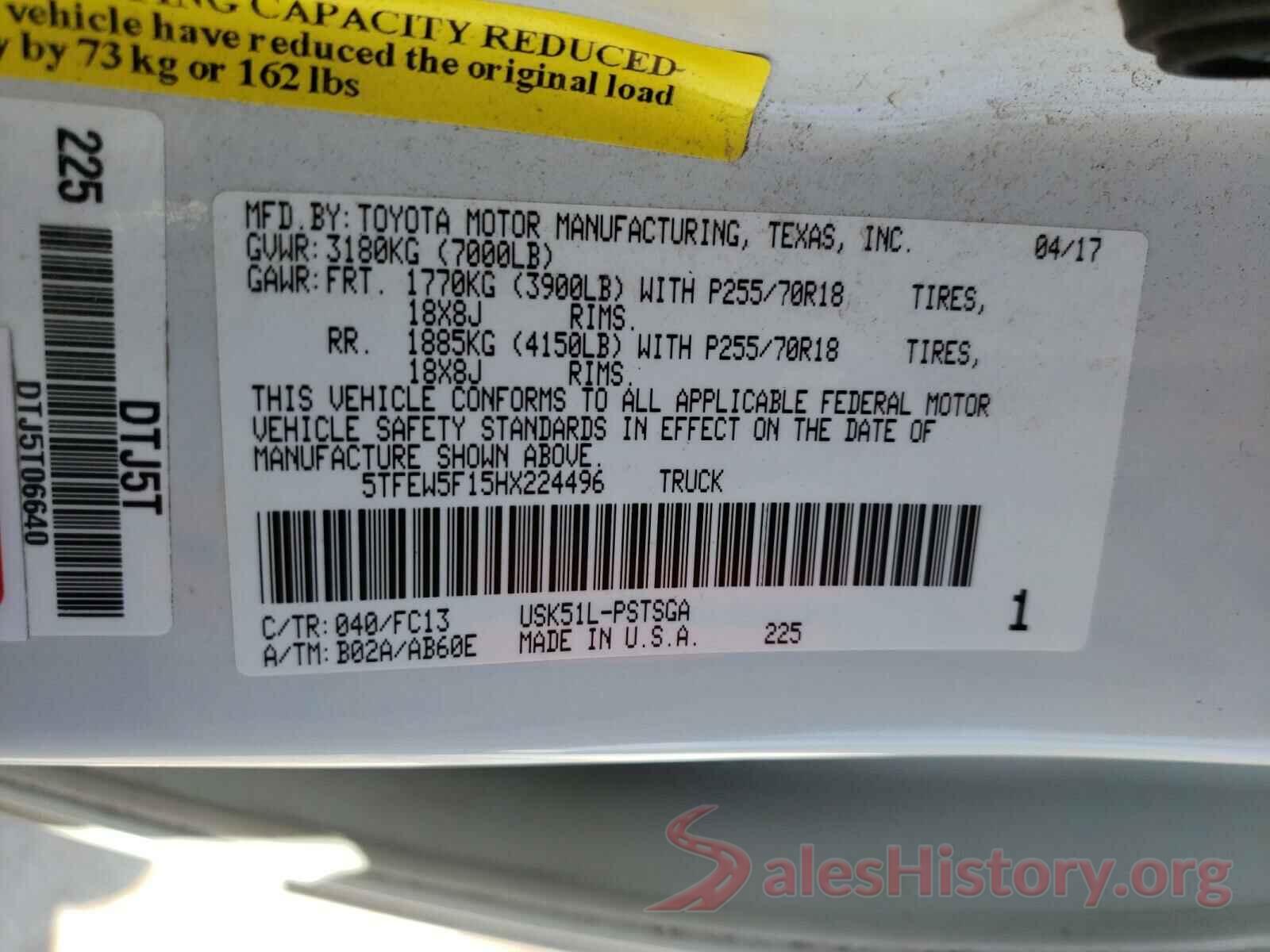 5TFEW5F15HX224496 2017 TOYOTA TUNDRA