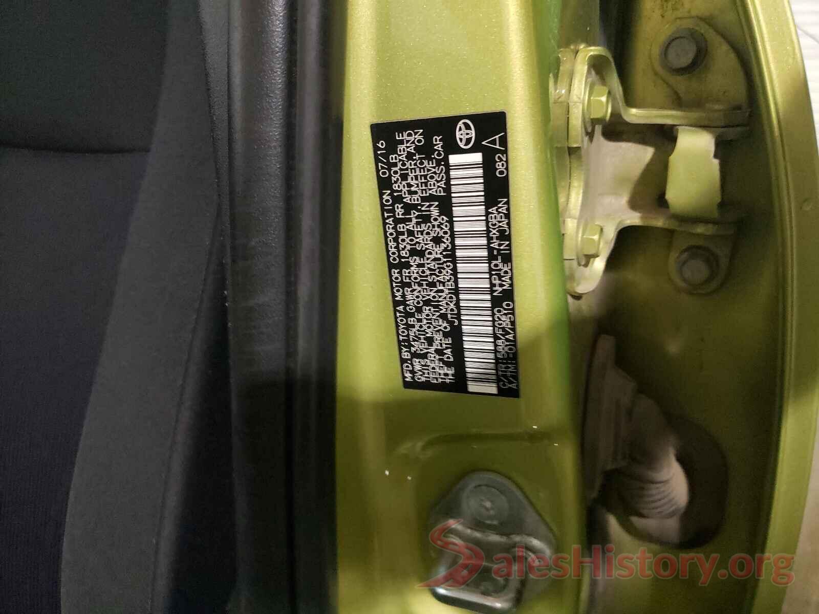 JTDKDTB39G1136069 2016 TOYOTA PRIUS