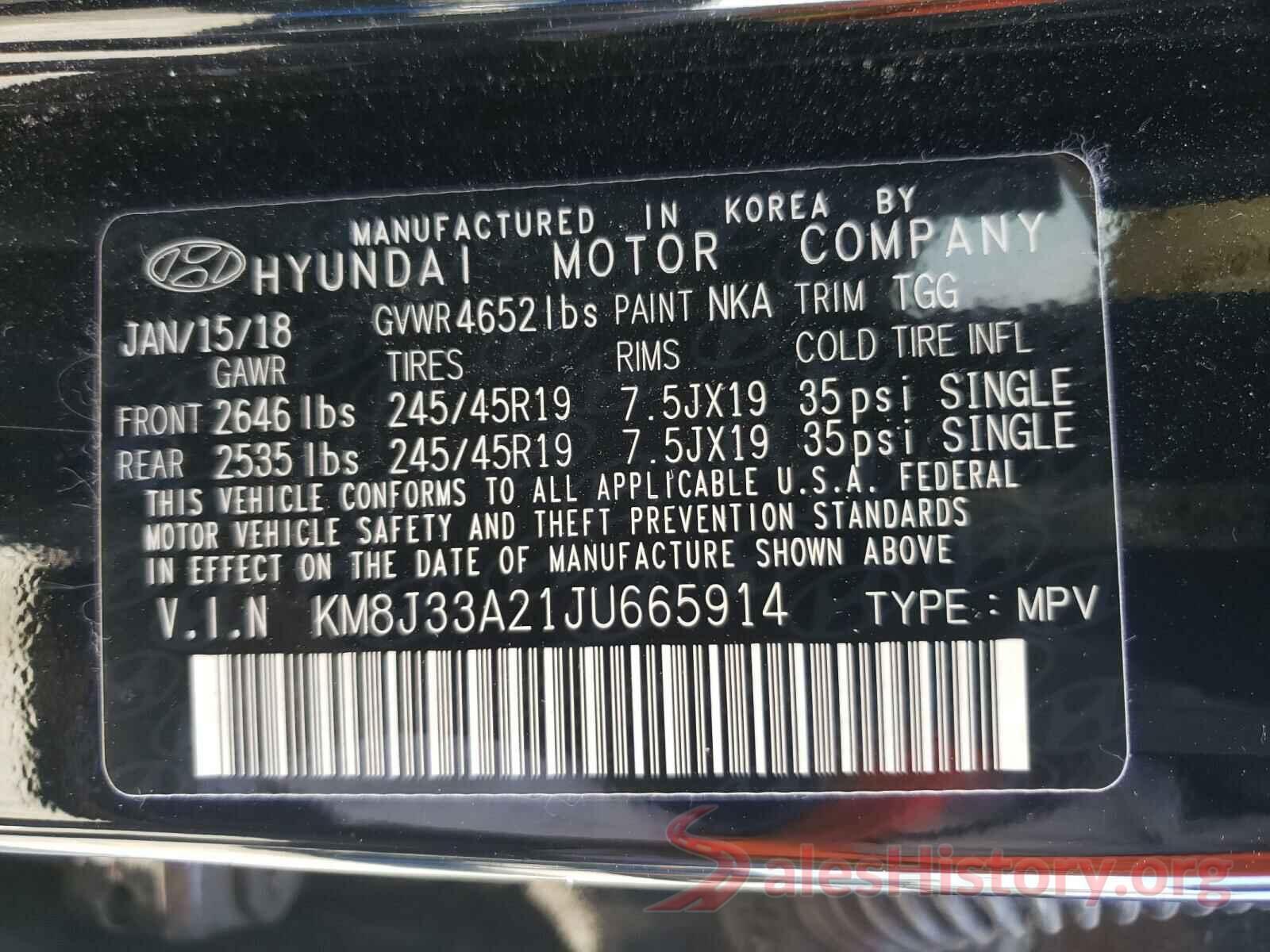 KM8J33A21JU665914 2018 HYUNDAI TUCSON