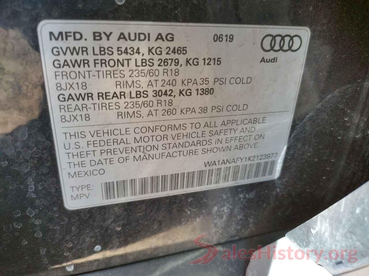 WA1ANAFY1K2123977 2019 AUDI Q5