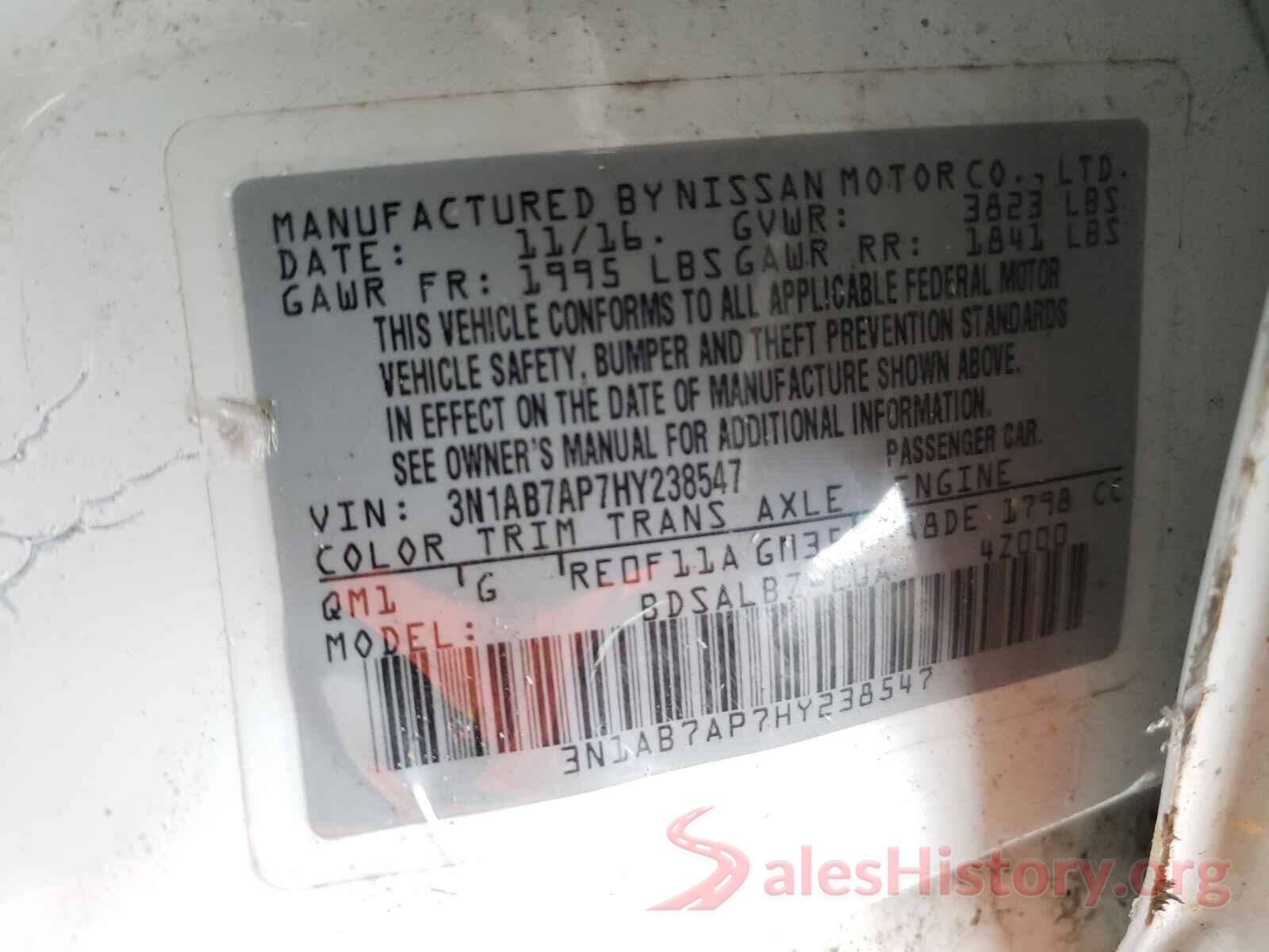 3N1AB7AP7HY238547 2017 NISSAN SENTRA