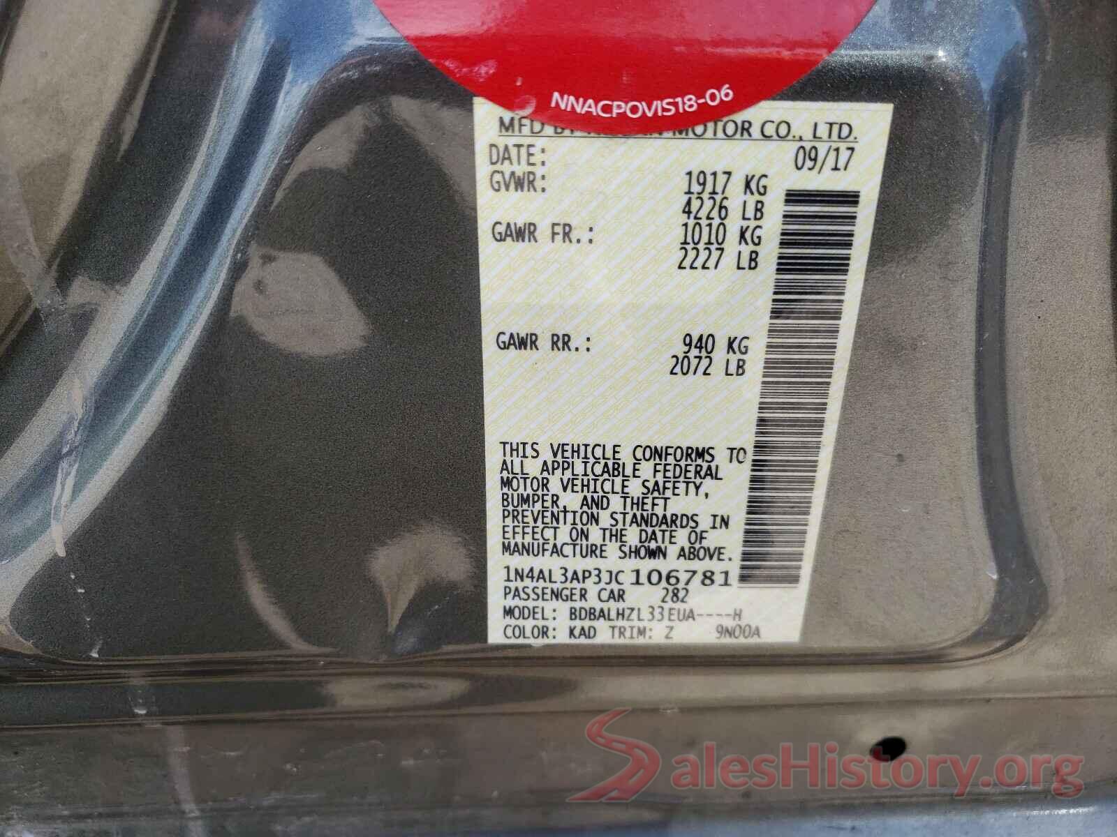 1N4AL3AP3JC106781 2018 NISSAN ALTIMA