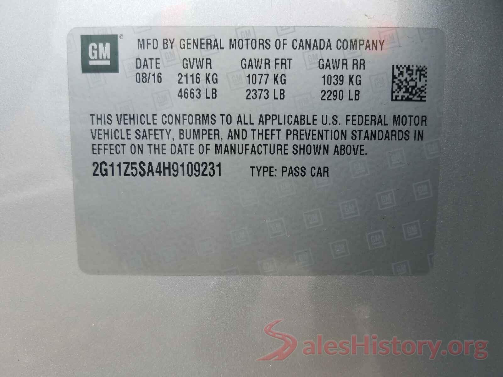 2G11Z5SA4H9109231 2017 CHEVROLET IMPALA