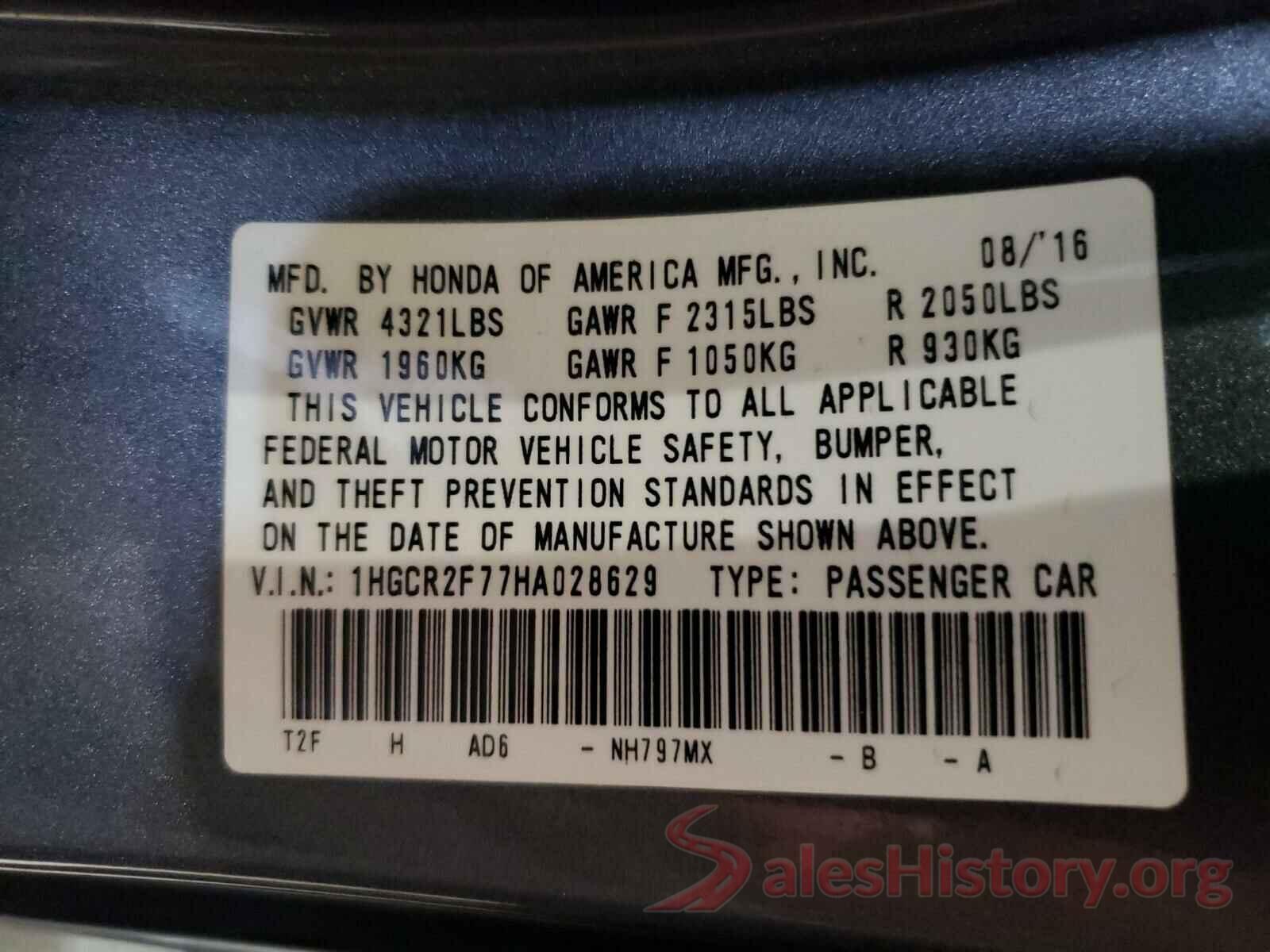 1HGCR2F77HA028629 2017 HONDA ACCORD