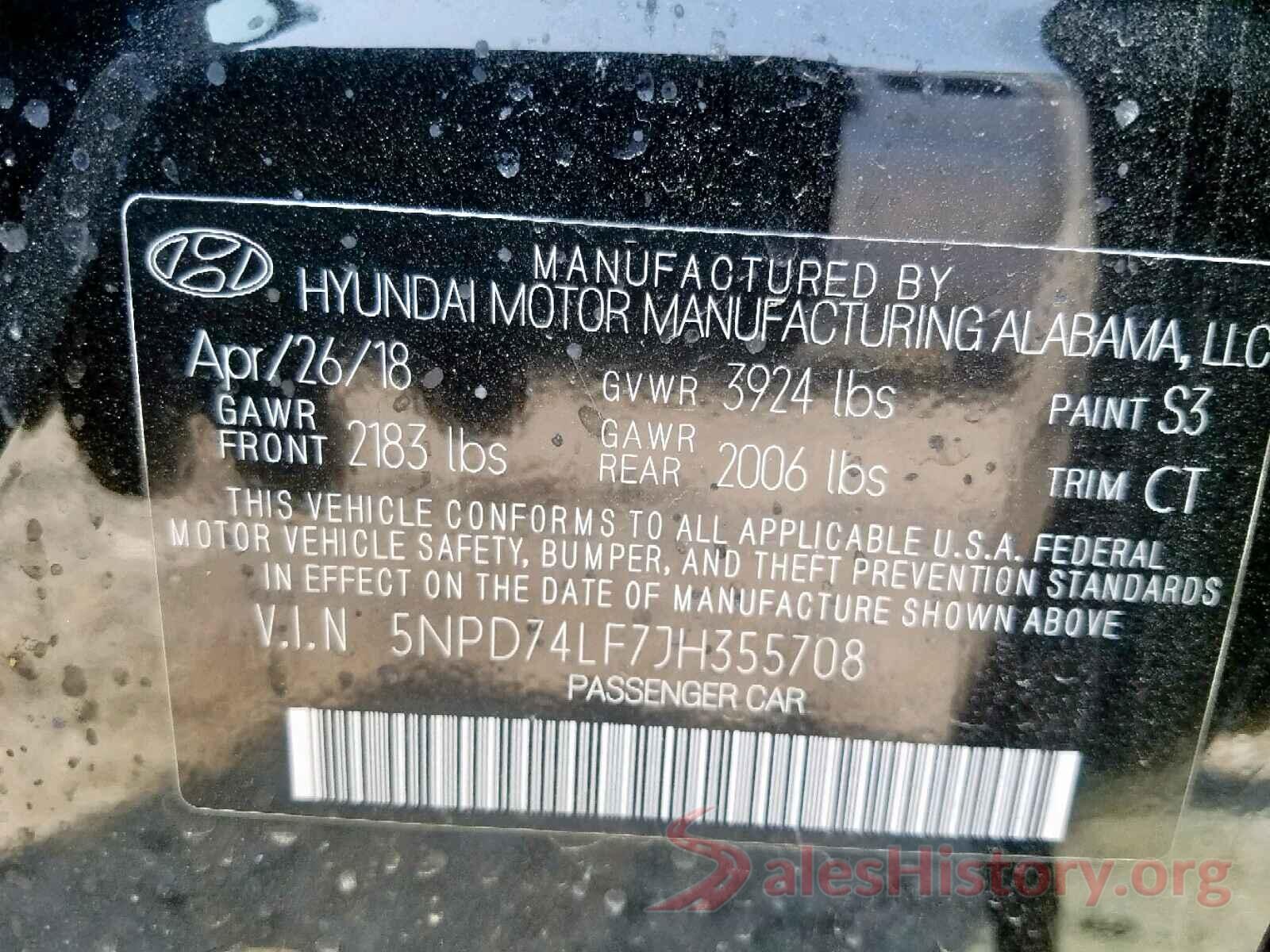 5NPD74LF7JH355708 2018 HYUNDAI ELANTRA