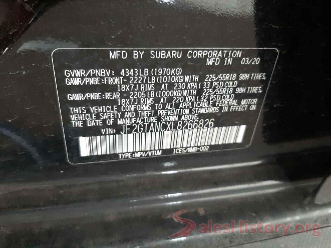 JF2GTANCXL8266826 2020 SUBARU CROSSTREK