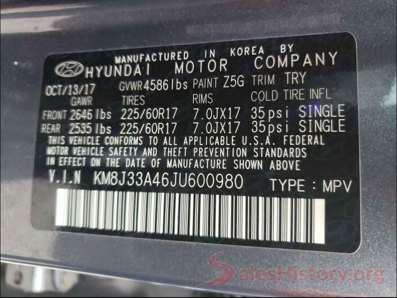 KM8J33A46JU600980 2018 HYUNDAI TUCSON