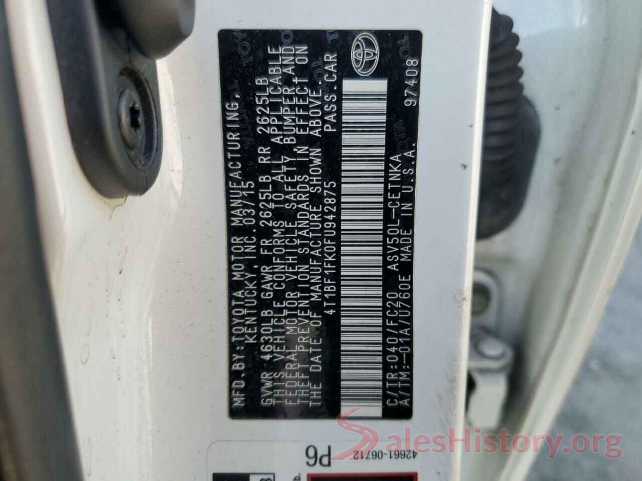 4T1BF1FK0FU942875 2015 TOYOTA CAMRY