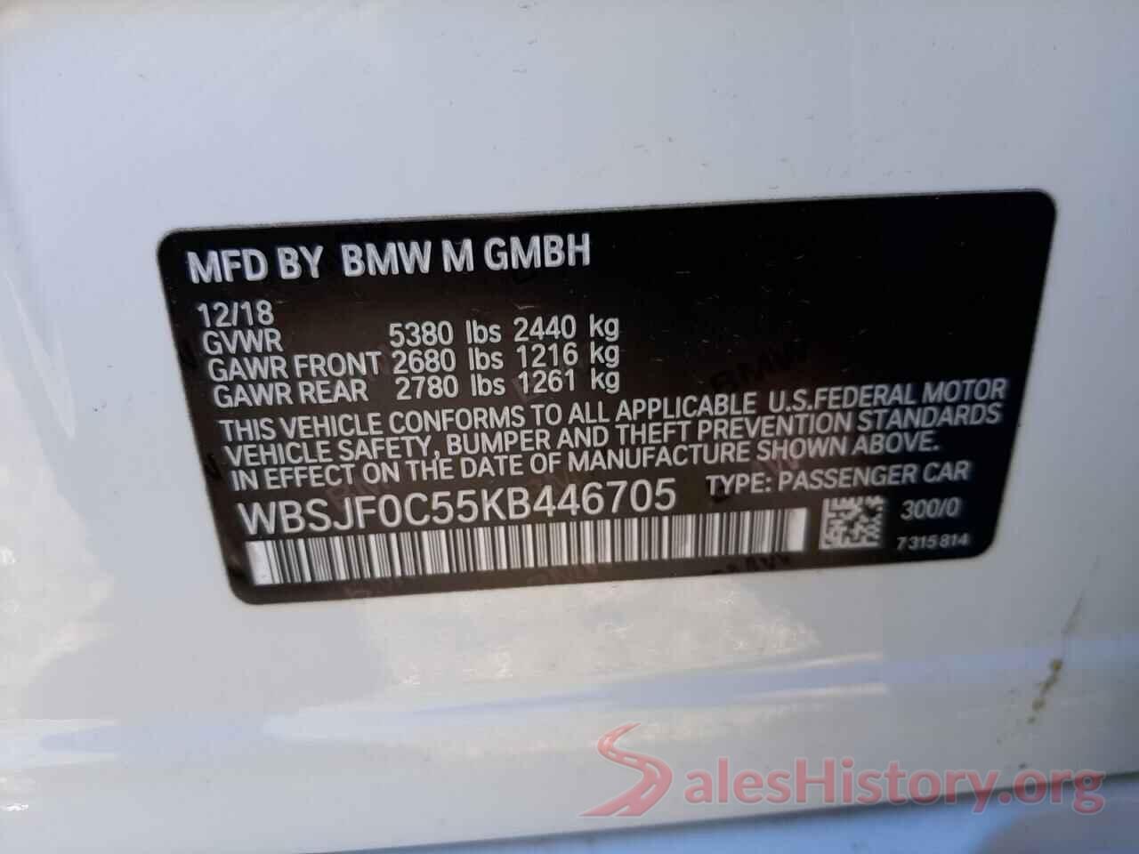 WBSJF0C55KB446705 2019 BMW M5