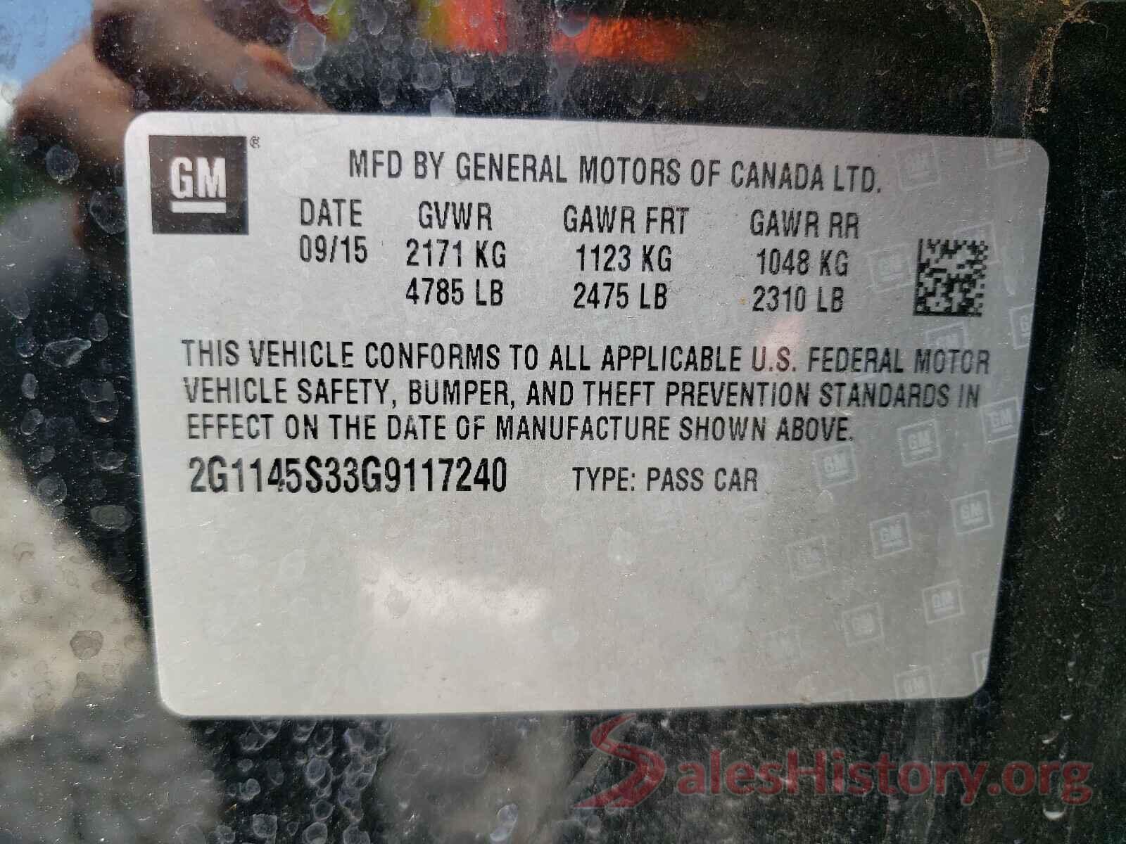 2G1145S33G9117240 2016 CHEVROLET IMPALA