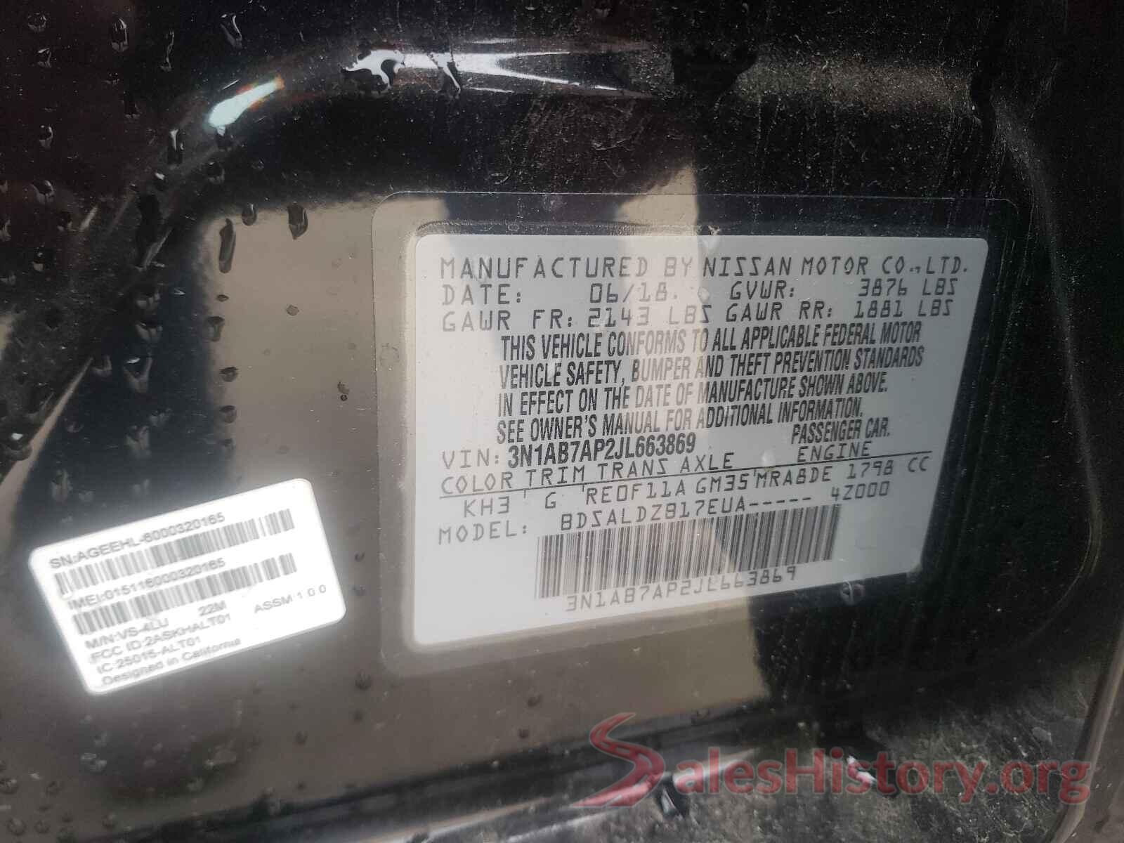 3N1AB7AP2JL663869 2018 NISSAN SENTRA