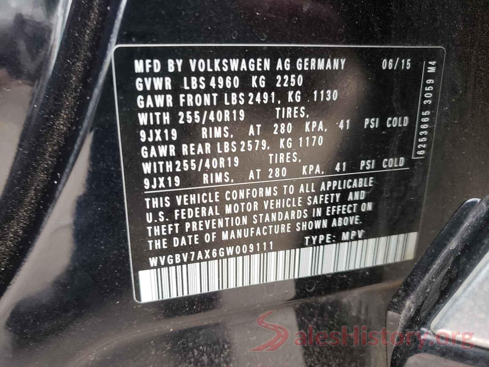 WVGBV7AX6GW009111 2016 VOLKSWAGEN TIGUAN