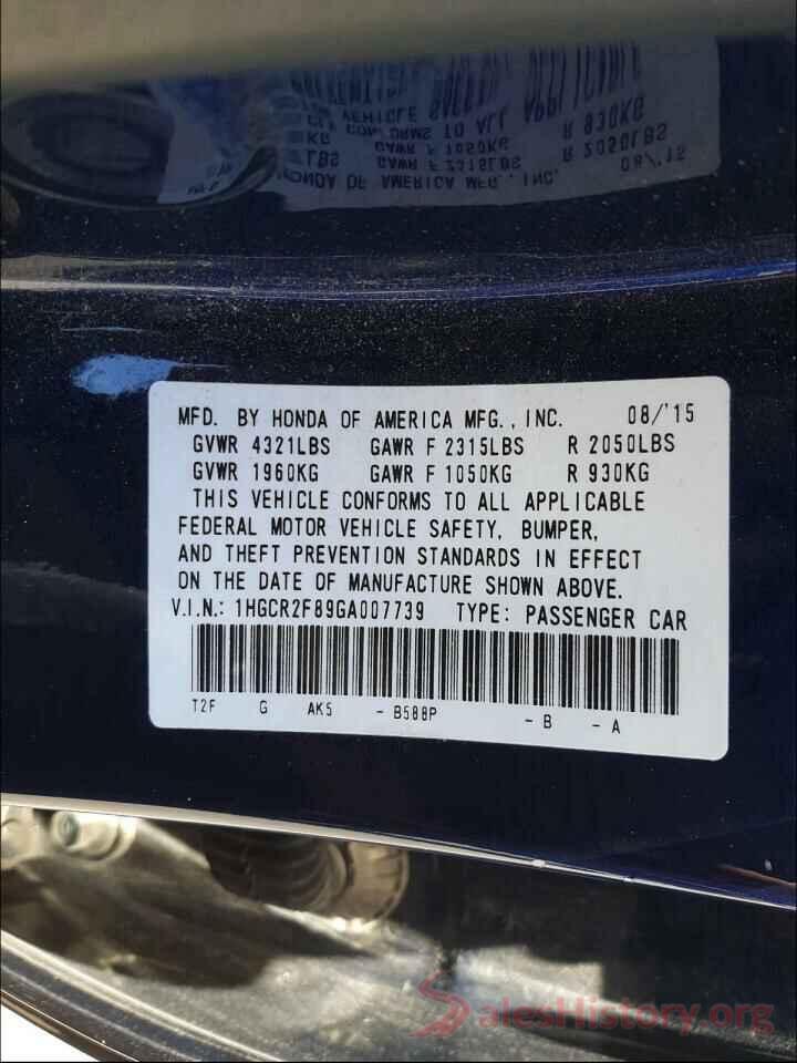 1HGCR2F89GA007739 2016 HONDA ACCORD