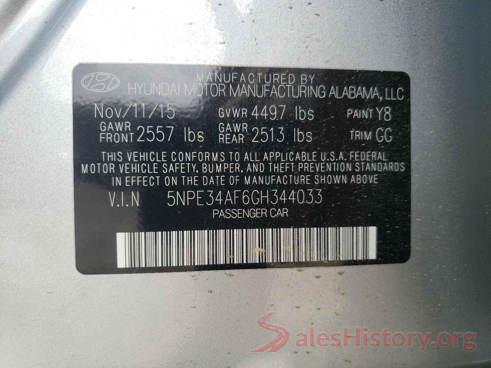 5NPE34AF6GH344033 2016 HYUNDAI SONATA