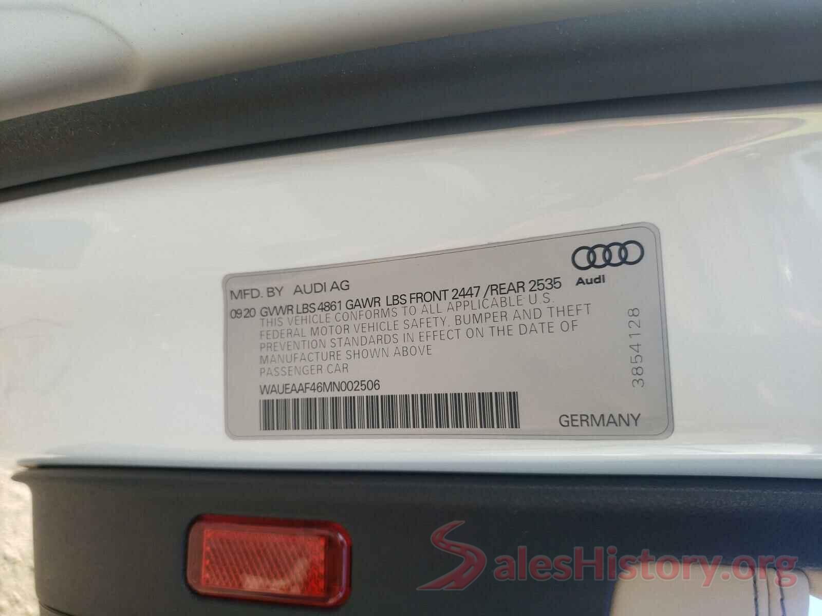 WAUEAAF46MN002506 2021 AUDI A4