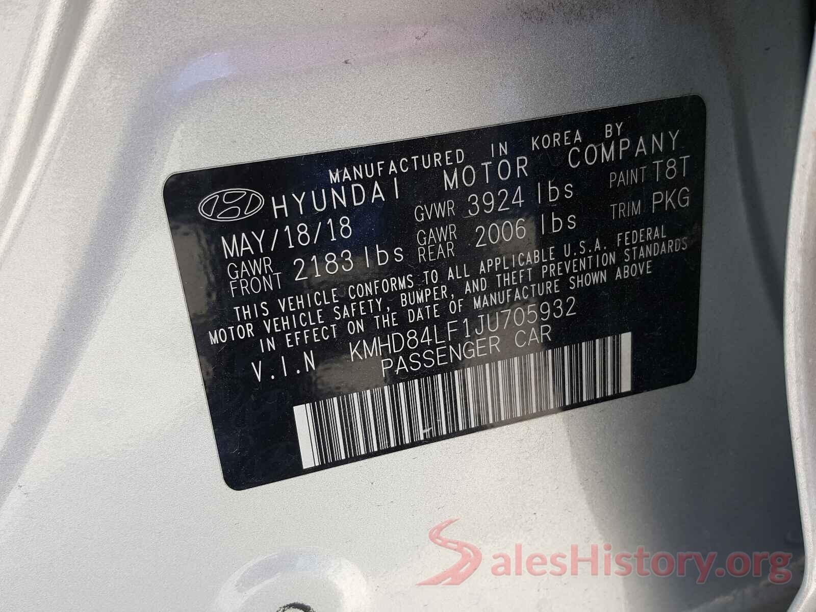 KMHD84LF1JU705932 2018 HYUNDAI ELANTRA