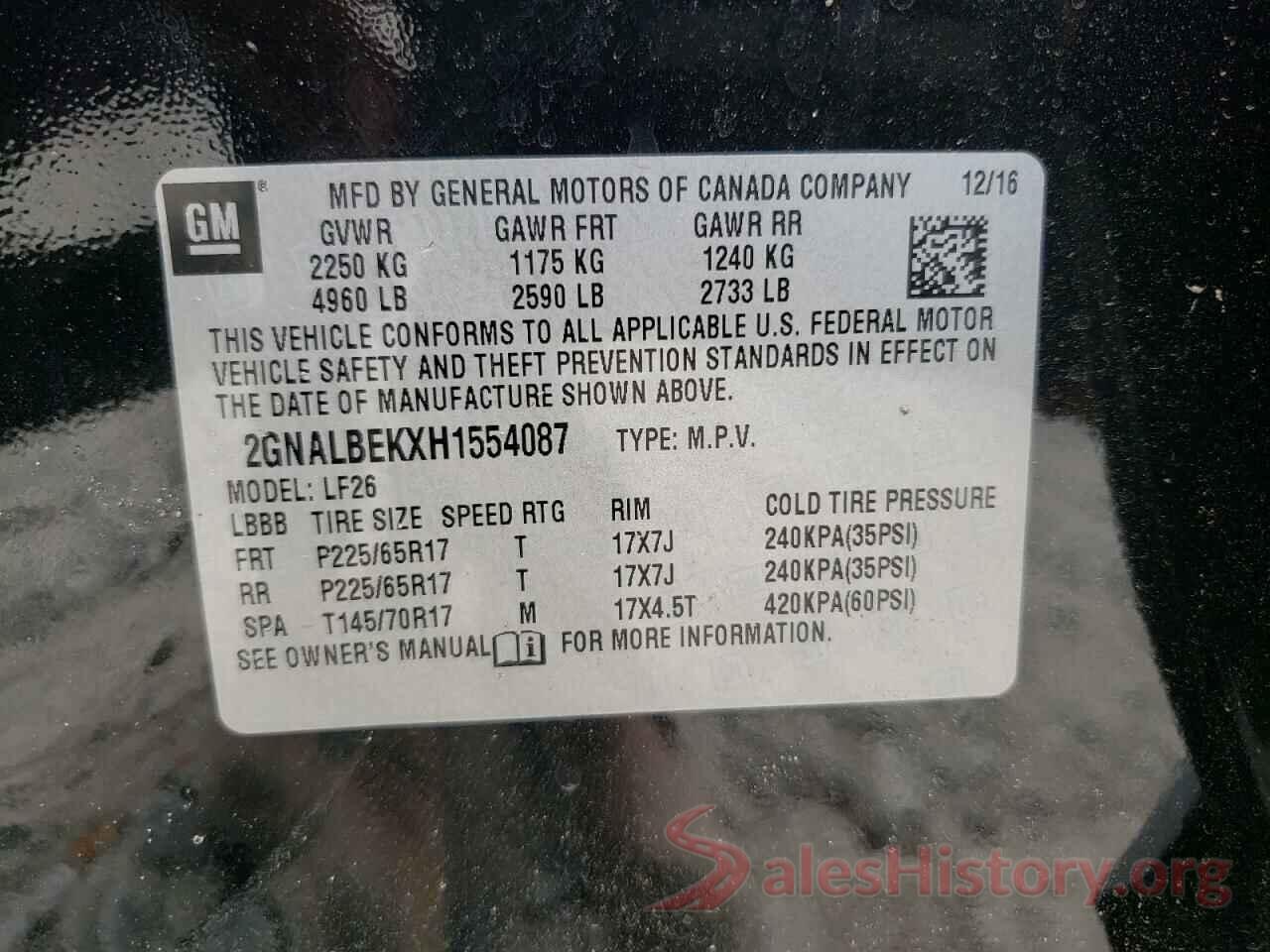 2GNALBEKXH1554087 2017 CHEVROLET EQUINOX