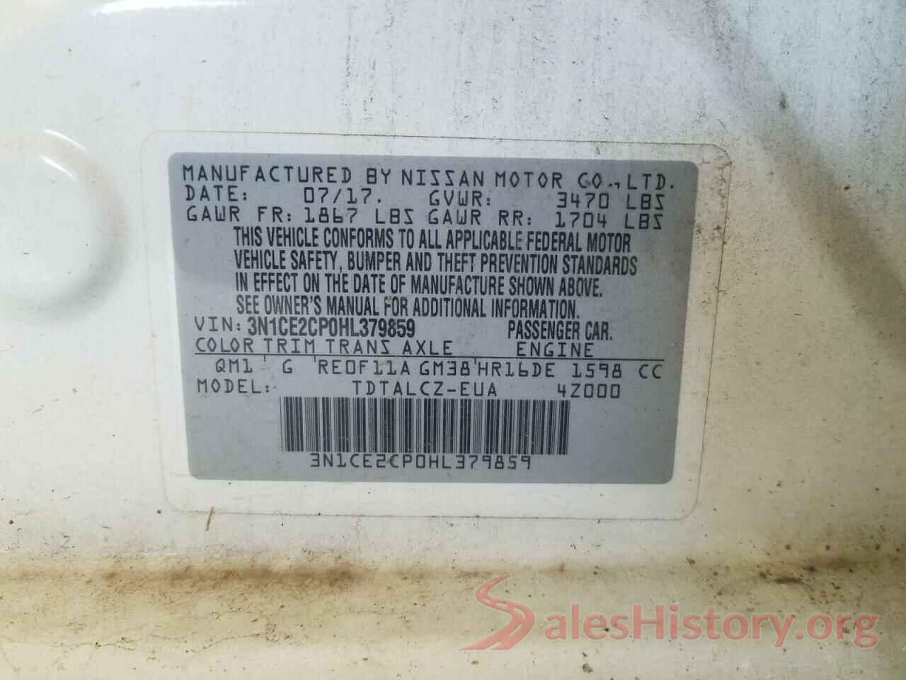 3N1CE2CP0HL379859 2017 NISSAN VERSA