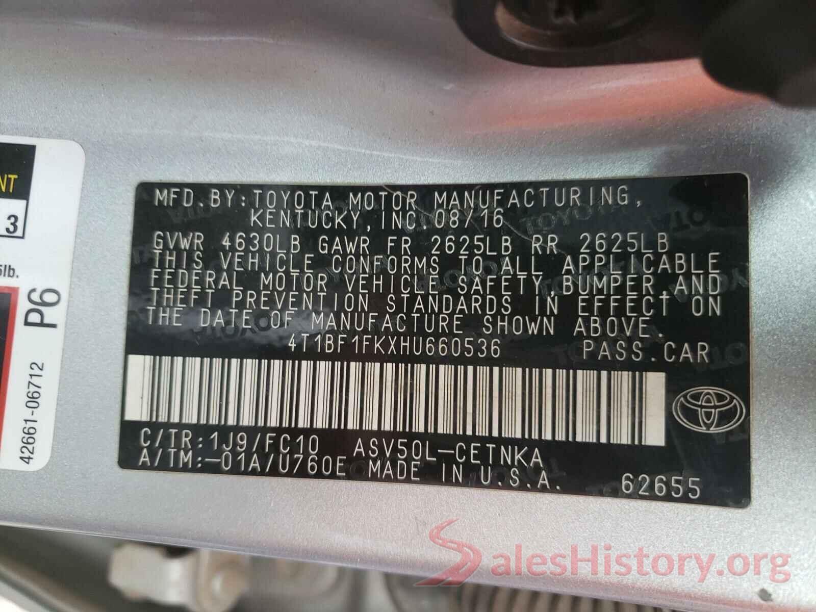 4T1BF1FKXHU660536 2017 TOYOTA CAMRY