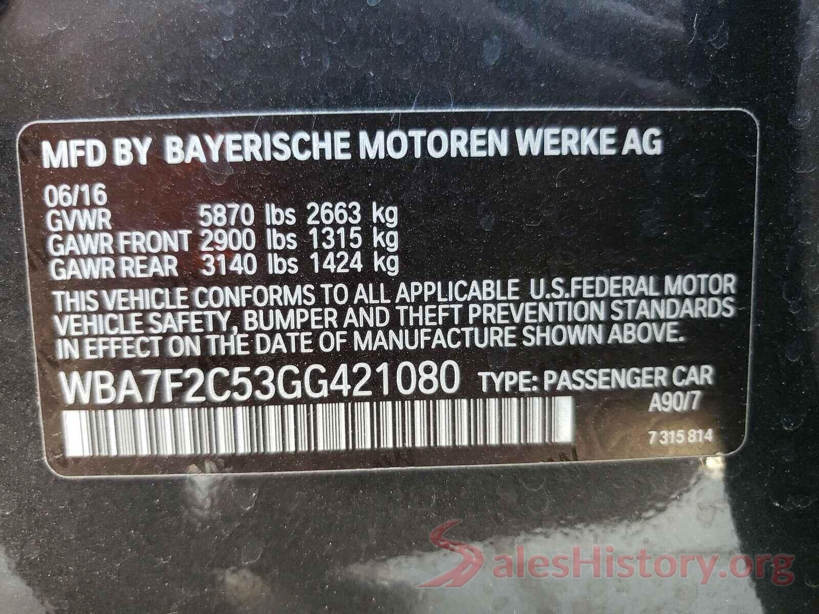 WBA7F2C53GG421080 2016 BMW 7 SERIES