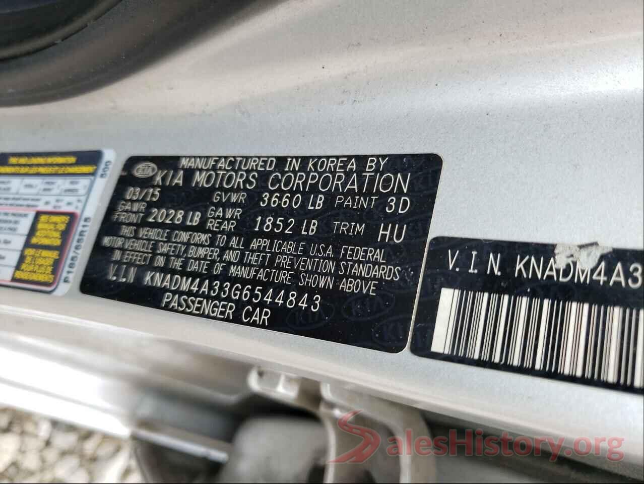 KNADM4A33G6544843 2016 KIA RIO