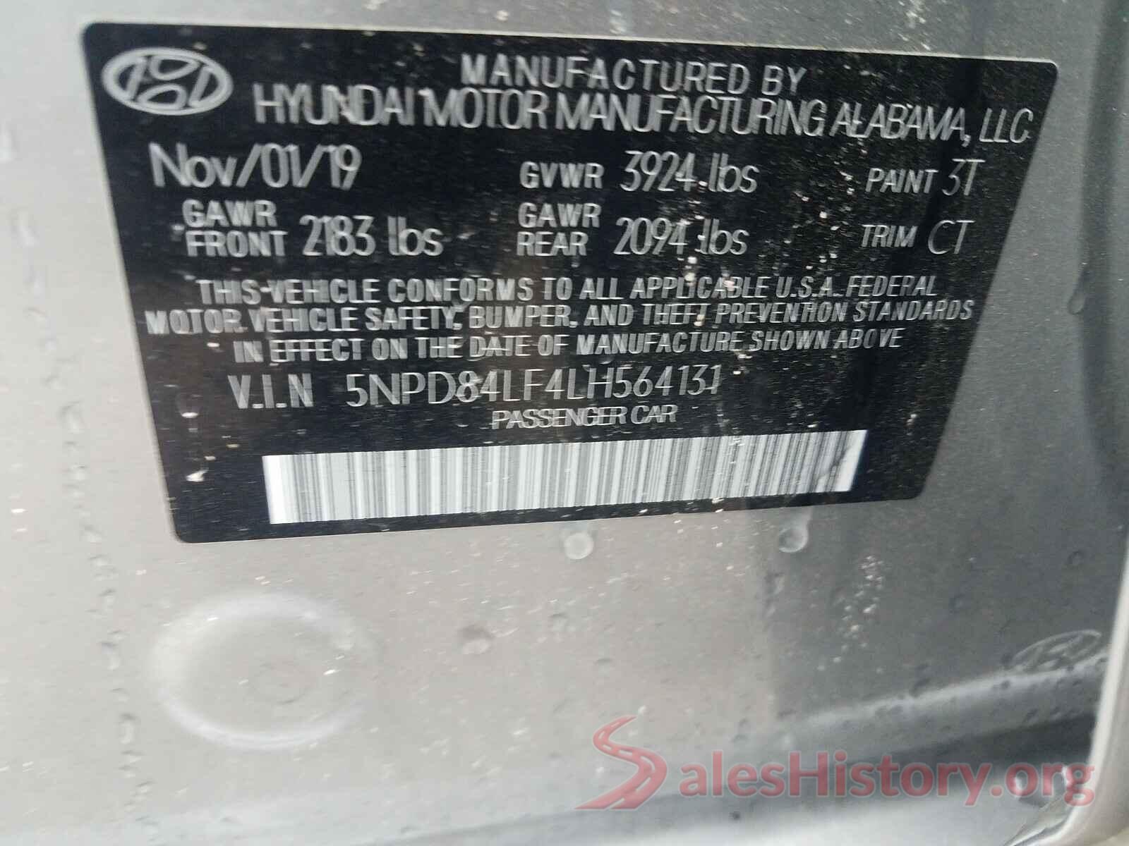 5NPD84LF4LH564131 2020 HYUNDAI ELANTRA