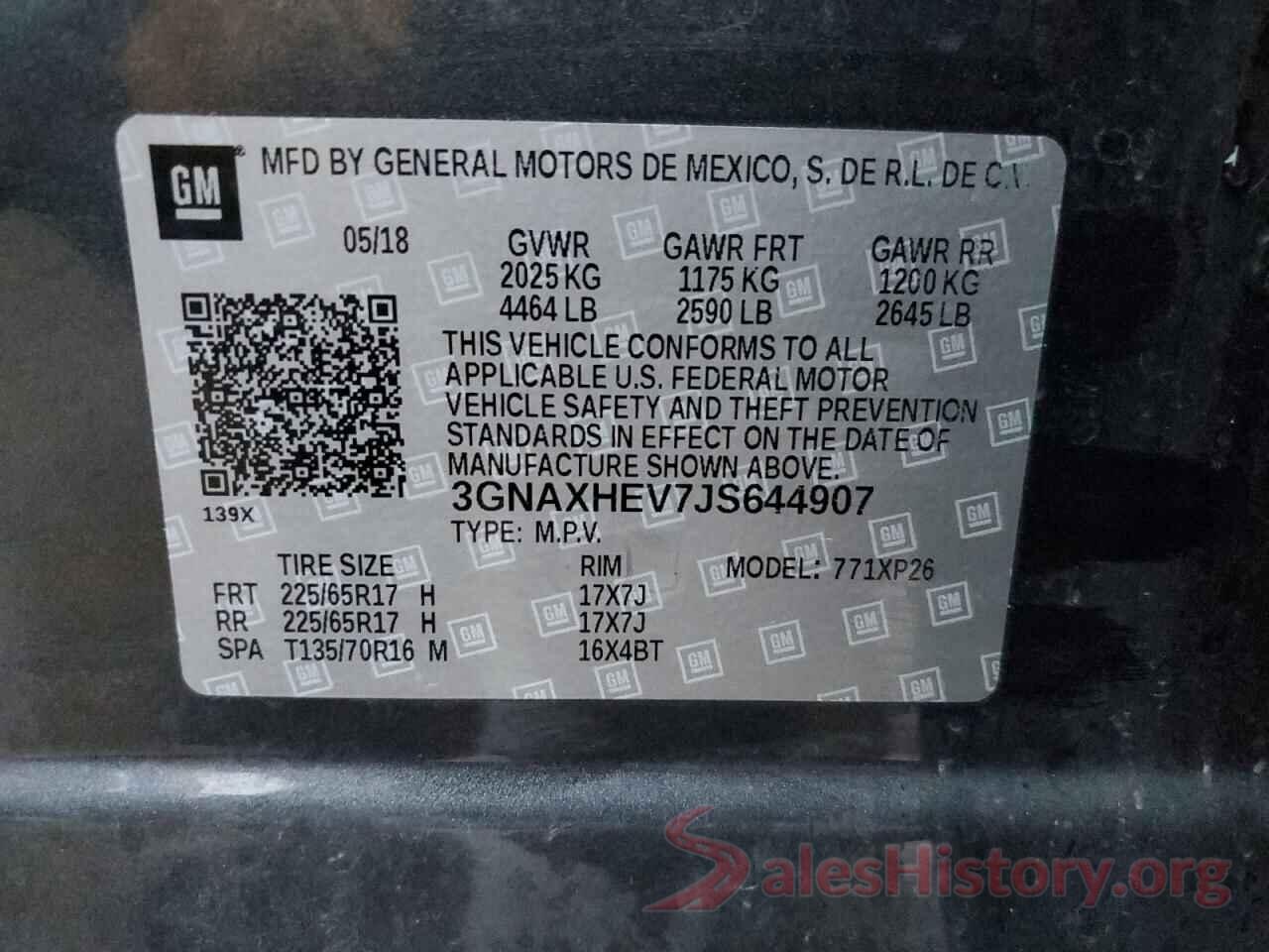 3GNAXHEV7JS644907 2018 CHEVROLET EQUINOX